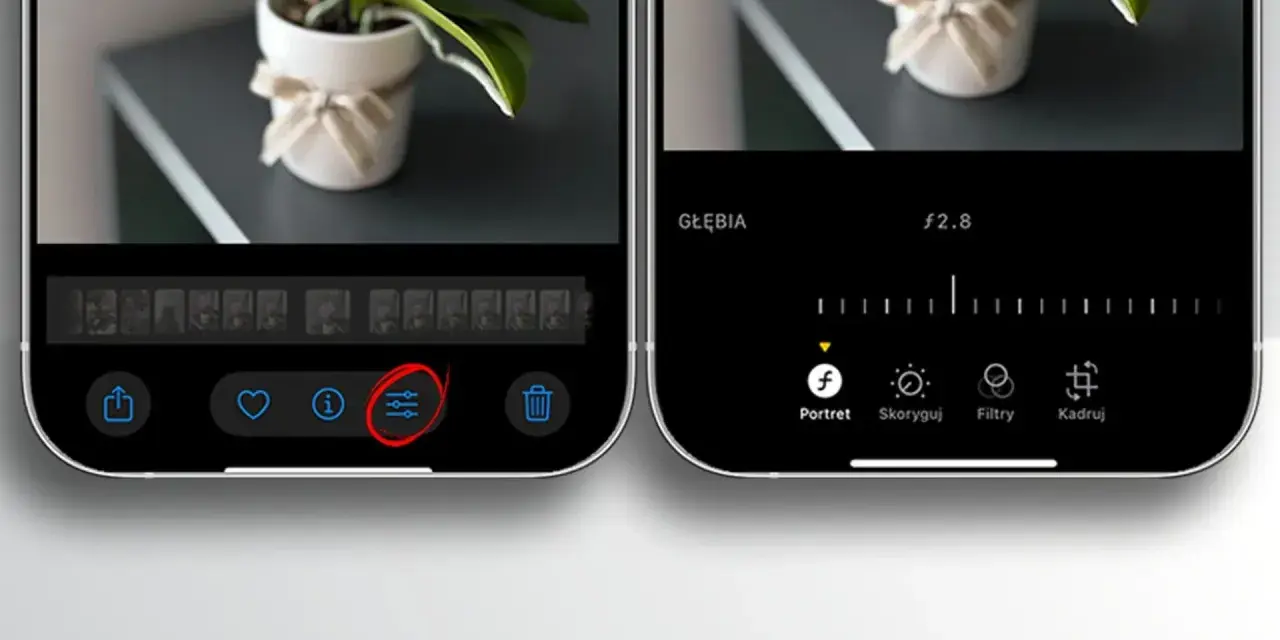 Edycja zdjęć na iPhonie: ikona filtrów pozwala na edycję, jak wkleić zdjęcie na zdjęcie.