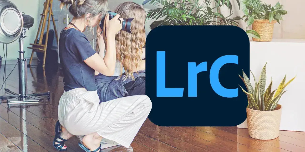 Fotografka robi zdjęcie, a obok logo Lightroom. Chcesz mieć adobe lightroom za darmo?