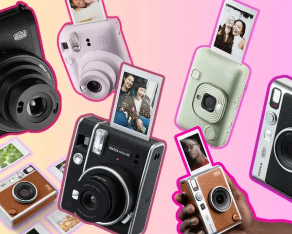 Aparat kompaktowy ranking: różne modele Instax, od klasycznych po nowoczesne, z gotowymi zdjęciami.