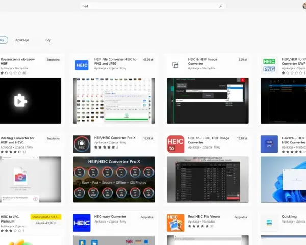 Sklep Microsoft Store oferuje wiele aplikacji do konwersji plików HEIC, takich jak "HEIC File Converter" czy "iMazing Converter".