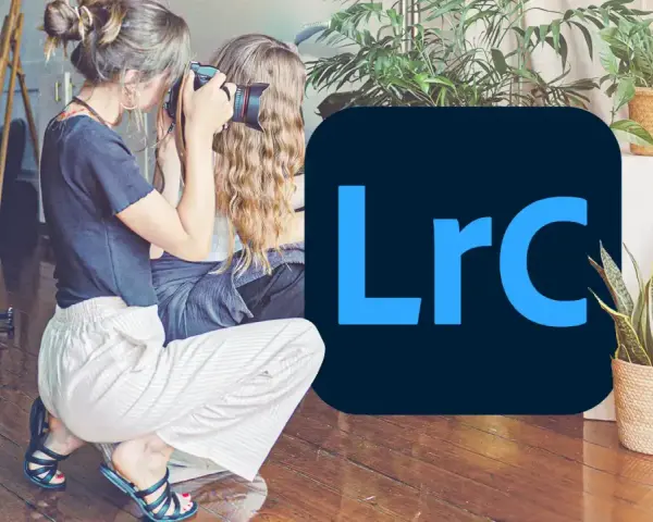 Fotografka robi zdjęcie, a obok logo Lightroom. Chcesz mieć adobe lightroom za darmo?